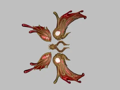 Red Gold Wing Low-poly 3D model