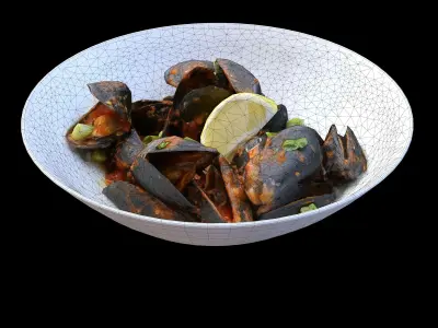 MUSSELS MARINARA Low-poly 3D model