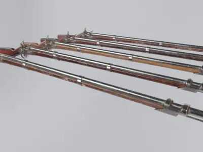 Low Poly PBR Flint Lock Rifle Low-poly 3D model