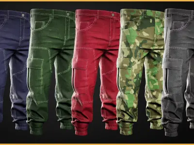 Modular Tactical Cargo Pants Low-poly 3D model purchase
