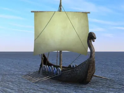 Viking ship Low-poly 3D model