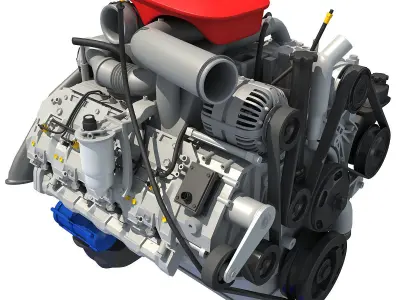 Red Car Engine 3D model