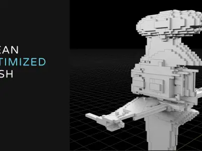 3D VOXEL SPACESHIP Collection 4 3D model
