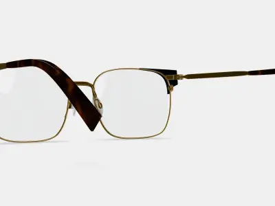 Ramona Eyeglasses in Jet Black with Polished Gold 3D model