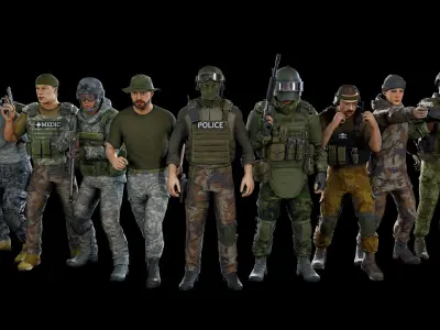 Modular military character 2 Low-poly 3D model