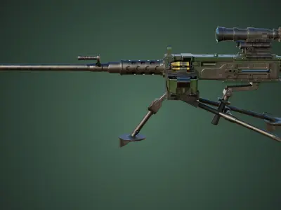 M2 Browning Machine Gun 05 PBR Unity UE V-Ray Textures Included Low-poly 3D model