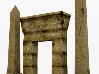 Egyptian obelisk and gate 3D model
