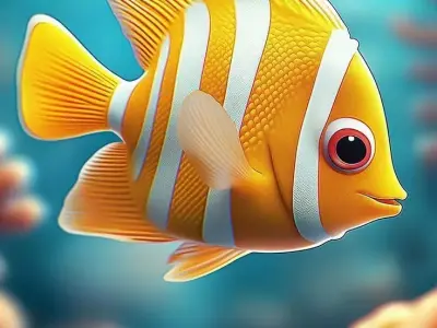 Vibrant Clownfish Orange White Striped Fish Swimming Coral Low-poly 3D model