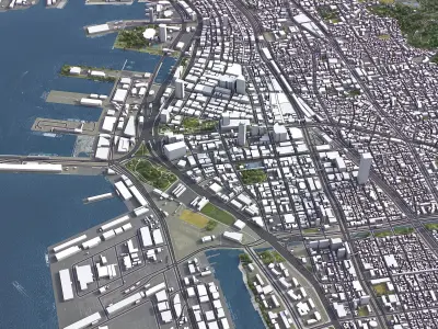 Kobe - Downtown Low-poly 3D model