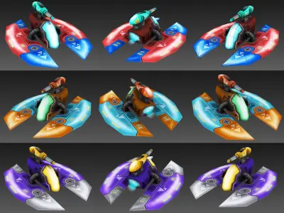 Big Toon SciFi Star Ships Low-poly 3D model