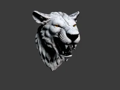 Lion Animal Head Low-poly 3D model