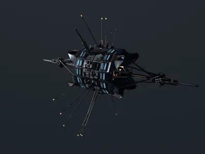 Scifi Space Satellite Antenna Probe Low-poly 3D model