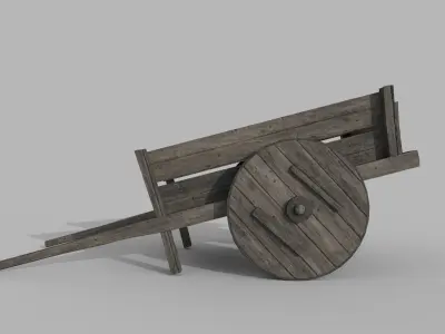 Medieval WhellBarrow 001 Low Poly Low-poly 3D model