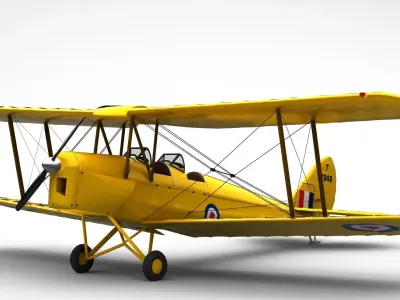 De Haviland 82A Tiger Moth Low-poly 3D model