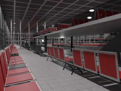 Airport Interior Low-poly 3D model