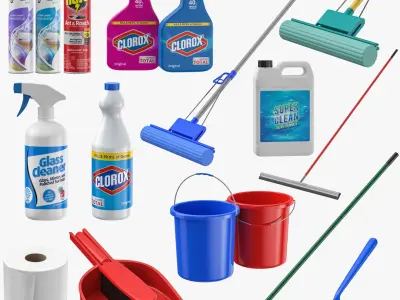 Cleaning Supplies And Tools Collection 3D model