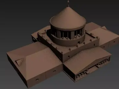 Temple castle Low-poly 3D model