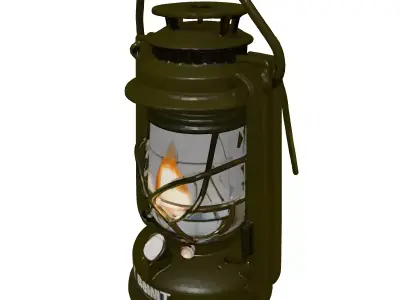 Military Style Camping Lantern Lamp Low-poly 3D model