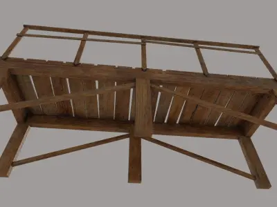 Bridge Low-poly 3D model wooden bench Low-poly 3D model