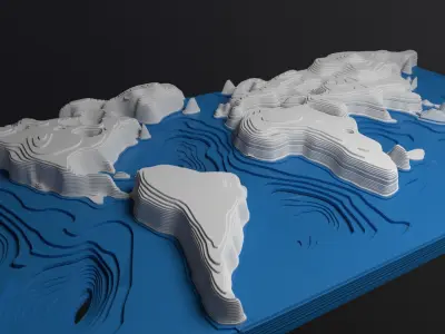 Topological World Map 3D model