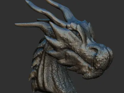 Fantasy Dragon Head high and lowpoly and 3d-print Free low-poly 3D model