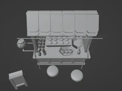 Puesto de Takoyaki Japones Nocturno 3D model