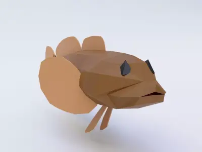 Cottus cognatus fish low poly 3d model  Low-poly 3D model