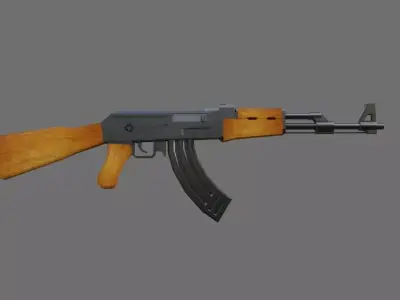 AK-47 Rifle Light wood - Machinegun - Fuzil - Metralhadora Low-poly 3D model