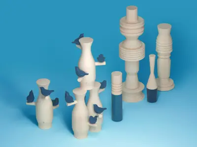 Blue Birds Set 3D model