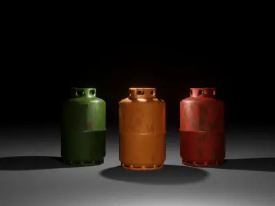 Gas Bottle with regulator 3D model Free low-poly 3D model