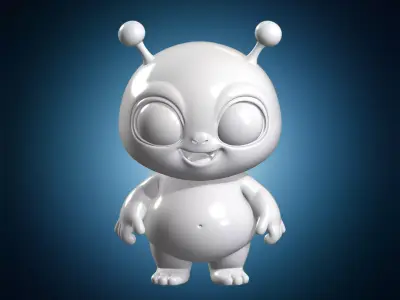 Cute Chibi Alien 3D Print Model 3D print model