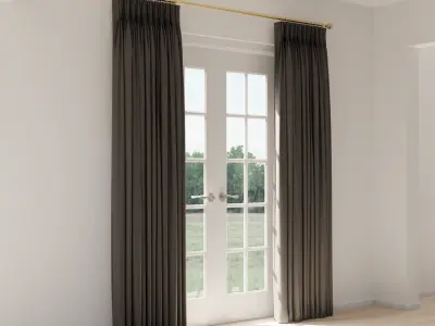  Pinch Pleat Open Curtains Model, Gray 