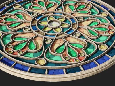 Round Gothic Rose Window 3D Model 3D model