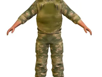 LowPoly Man Old USSR Soldier Low-poly 3D model