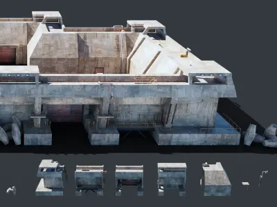 Future Fort Bunker Dystopian Military Outpost Kitbash 3D model