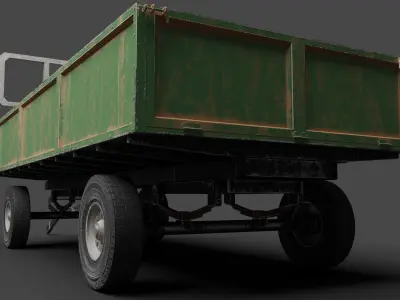 Dusty Agricultural Trailer Low-poly 3D model
