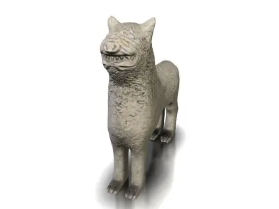 Ancient stone lion Low-poly 3D model