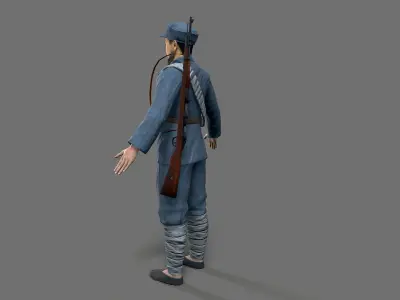 China soldier Low-poly 3D model