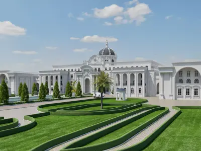 Classical Architecture with Pegasus Statue 3D model