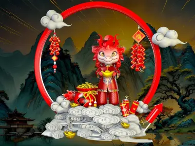 Little Dragons Low-poly 3D model