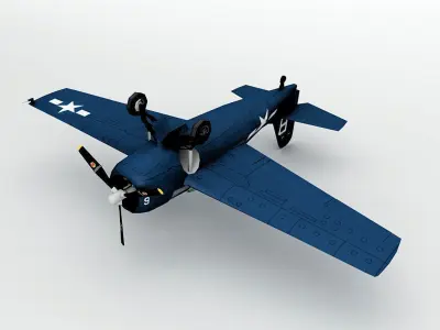 Grumman FM2 Wildcat Aircraft LOW Low-poly 3D model