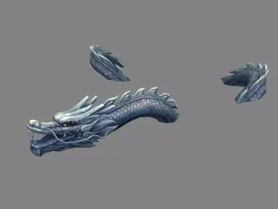 Stone Dragon Sculpture - Multi Section Placement Low-poly 3D model