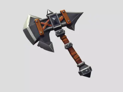 Fantasy Battle Axe 3D Model PBR Textured Game Asset Low-poly 3D model