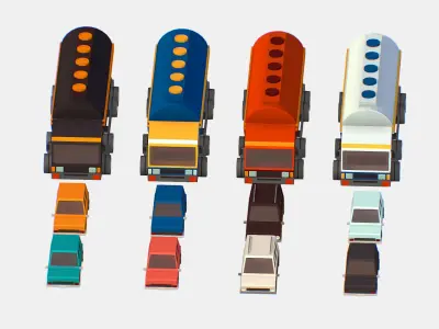 Isometric style commercial vehicle tank 3d model Low-poly 3D model