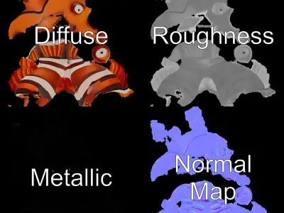 Cute Clownfish Cartoon Model Pack Low-poly 3D model