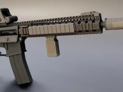 M4 CQBR MK18 with Customize Attachments Low-poly 3D model