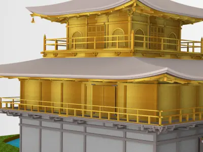 Japanese Temple Low-poly 3D model