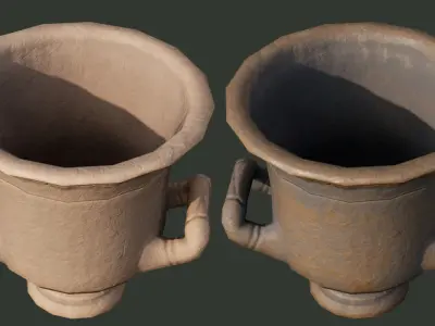 Ancient Antique Vase clay ceramic container Low-poly 3D model