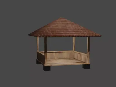 Gazebo wooden Low-poly 3D model buy