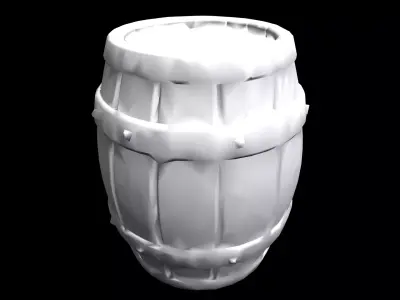 Low Poly Stylized Wooden Barel Low-poly 3D model